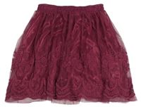 Mahagonová tylová sukně s výšivkami Y.F.K.