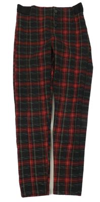 Černo-červené kostkované legíny Zara