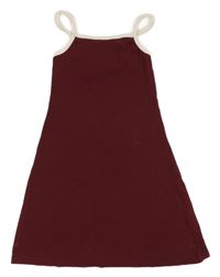 Vínovo-bílé žebrované šaty H&M