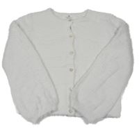 Bílý chlupatý propínací crop svetr H&M