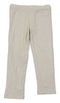 Smetanové žebrované legíny H&M