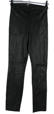 Dámské černé koženkové skinny kalhoty Zara 