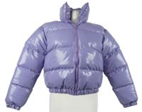 Dámská lila pogumovaná zimní crop bunda Stylewise 