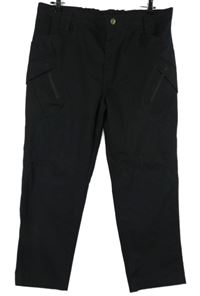 Pánské černé plátěné kotníkové kalhoty s kapsami 