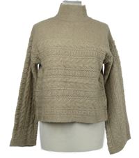 Nové - Dámský béžový vzorovaný crop svetr se stojáčkem Gallery 