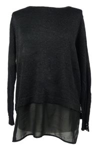 Dámská černá třpytivá úpletová tunika s šifonovým volánem Wallis 