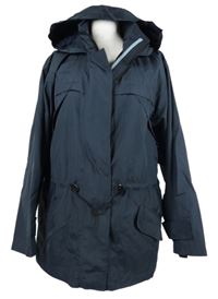 Dámská tmavomodrá šusťáková jarní parka s kapucí 
