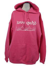 Dámská fuchsiová mikina s potiskem a kapucí Gildan 