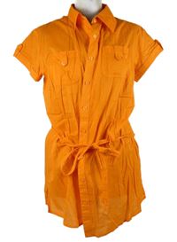 Dámská oranžová halenková tunika s páskem NKD 