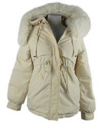 Dámská smetanová šusťáková zimní parka s kapucí 