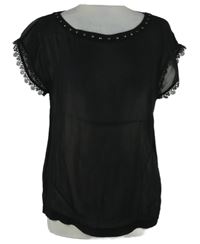 Dámská černá šifonová halenka s krajkou Jones 