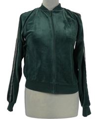 Dámská tmavozelená sametová propínací mikina s poružky Hunkemoller