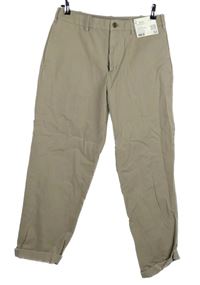 Nové - Pánské béžové plátěné kotníkové kalhoty Uniqlo vel. 32