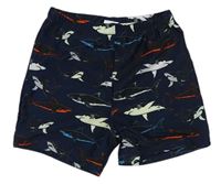 Tmavomodré nohavičkové plavky se žraloky
