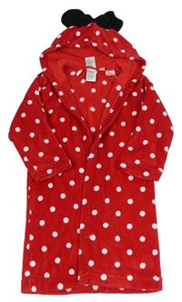 Červený pountíkatý chlupatý župan s kapucí - Minnie H&M