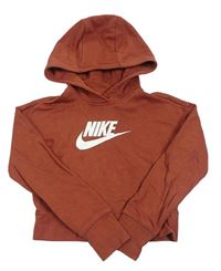 Rezavá crop mikina s logem a kapucí Nike