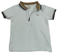 Bílo-béžové žebrované polo tričko s písmeny River Island