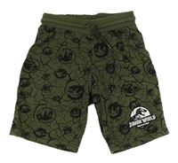 Khaki teplákové kraťasy s dinosaury 
