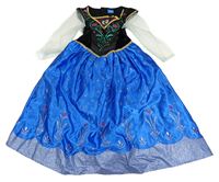 Kostým- černo-modré šaty s kytičkou a Annou Disney