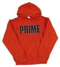 Červená mikina s nápisem a kapucí 