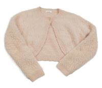 Světlerůžové chlupaté svetrové bolerko Next