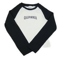 Bílo-černé žebrované crop triko s nápisem Next