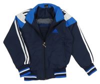 Tmavomodro-bílá šusťáková sportovní bunda Adidas