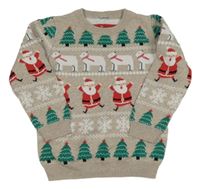 Béžový svetr s vánočním motivem Tu