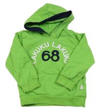 Zelená mikina s nápisem a kapucí  