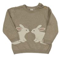 Béžový svetr s králíčky H&M
