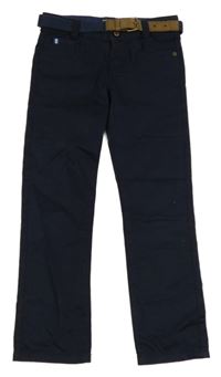 Tmavomodré plátěné kalhoty s páskem C&A