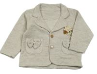 Béžové třpytivé pruhované teplákové sako s kytičkou