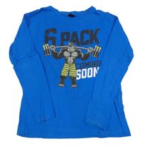 Modré triko s opicí a nápisem Chapter young