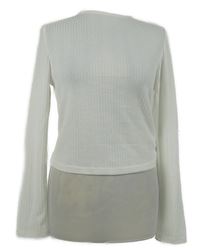 Dámský bílý žebrovaný lehký crop svetr Shein