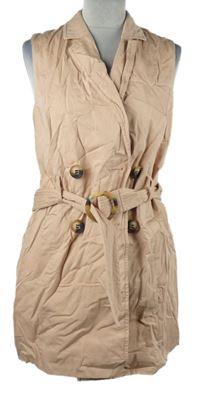 Dámská starorůžová plátěná dlouhá vesta s páskem River Island