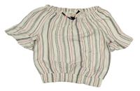 Bílo-černo-růžová pruhovaná halenka zn. H&M