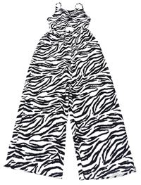 Bílo-černý vzorovaný culottes overal Zara