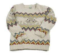 Béžovo-barevný vzorovaný svetr Tu