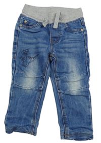 Modré podšité rifle s úpletový pasem dopo