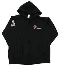 Černá propínací mikina s nápisem a kapucí 