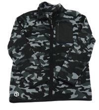 Šedo-černá army fleecová propínací mikina F&F