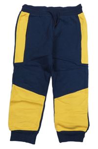 Tmavomodro-žluté tepláky 