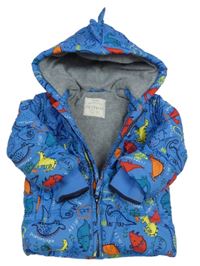 Modrá šusťáková zimní bunda s diny a kapucí George