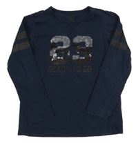 Tmavomodré triko s číslem z flitrů Tchibo