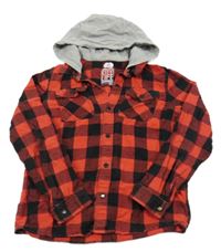 Červeno-černá kostkovaná košile s kapucí F&F