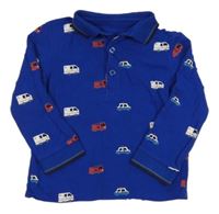 Tmavomodré polo triko s auty Bluezoo