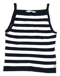 Tmavomodro-bílý pruhovaný pletený top H&M