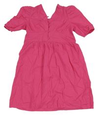 Fuchsiové plátěné košilové šaty Kiabi 