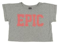 Šedé crop tričko s nápisem Y.F.K.