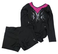 2set - Černo-růžové cvičevní body + kraťasy